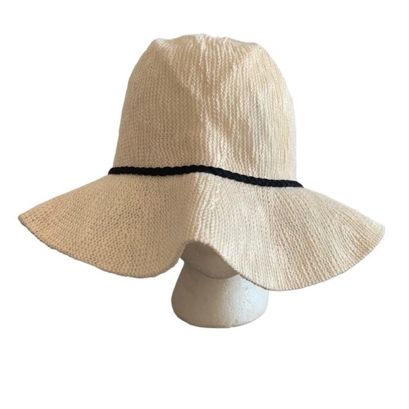 Rachel Zoe Accessories - RACHEL ZOE COLLECTION Cream + Black Riviera Wide Brim Hat One Size